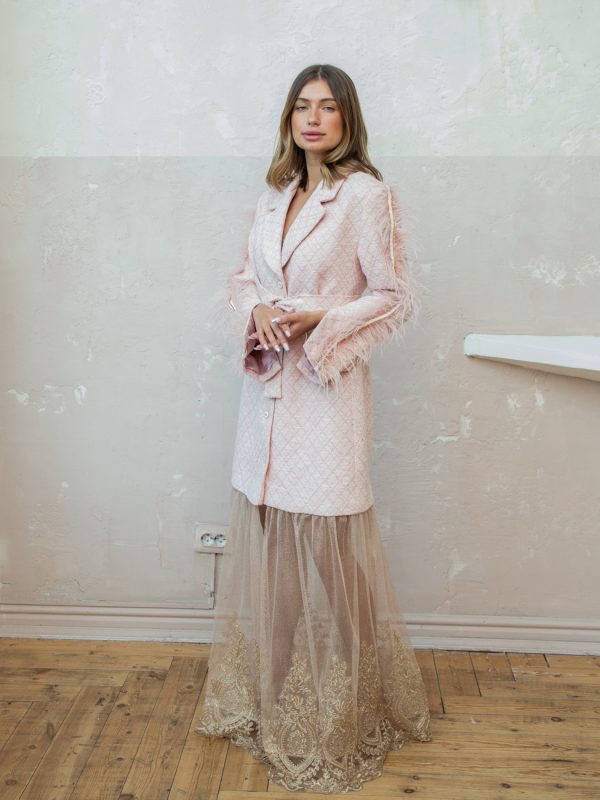 Пудрово-розовое свадебное платье пиджак COUTURE collection